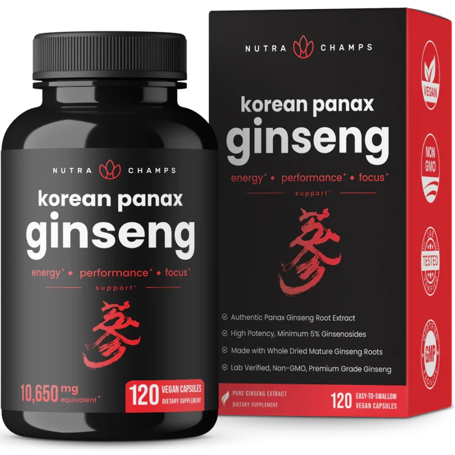NutraChamps Korean Red Panax Ginseng 120 x 532mg Capsules
