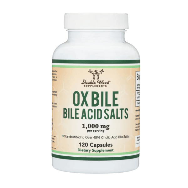 Double Wood Supplements | Ox Bile, Bile Acid Salts | 120 x 500mg Capsules