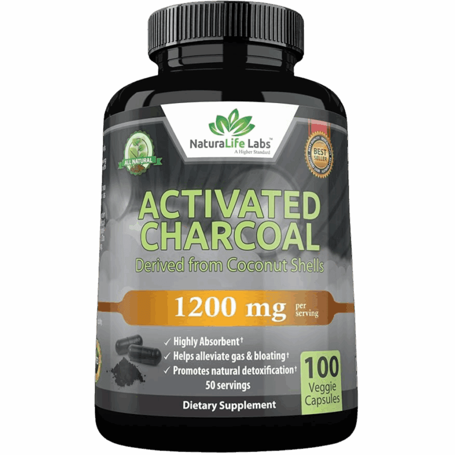 NaturalLife Labs Activated Charcoal 100 x 600mg Capsules