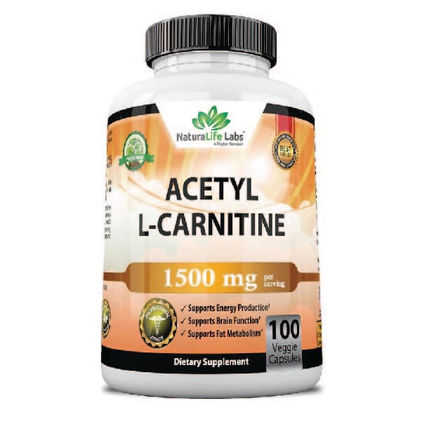 NaturalLife Labs Acetyl L-Carnitine 100 x 750mg Capsules