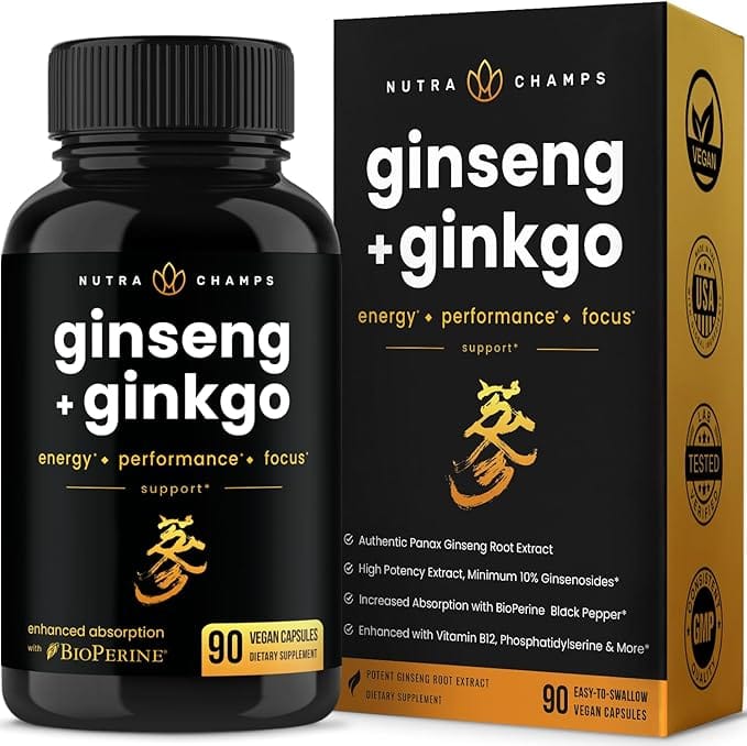 NaturaChamps Korean Red Panax Ginseng+Ginkgo (Gold Series) 90 Capsules