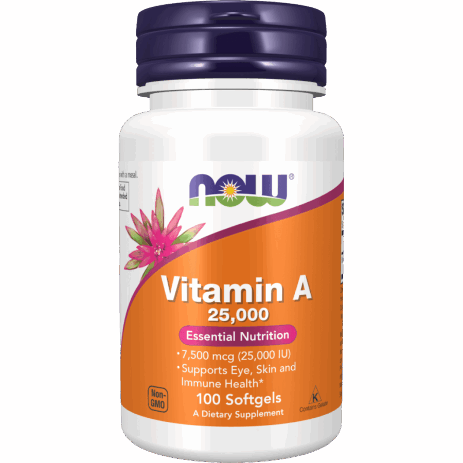 Now Foods | Vitamin A (25,000IU) | 100 x 25,000 IU Softgels