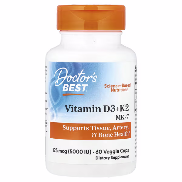 Vitamin D3 + K2 MK7 (60 Capsules) | 60 x 5,000IU / 100mcg Capsules | Doctor’s Best Vitamins