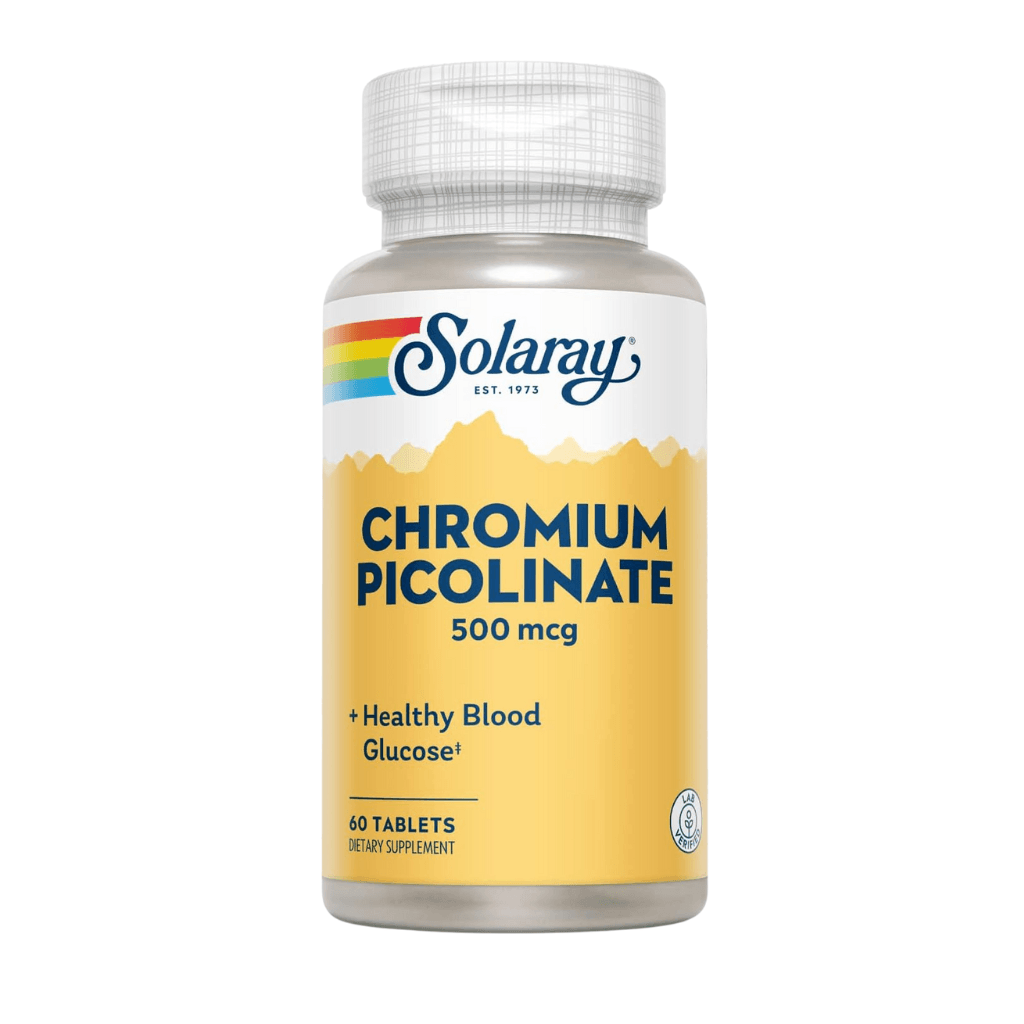 Chromium Picolinate 60 x 500mcg Tablets front No BG