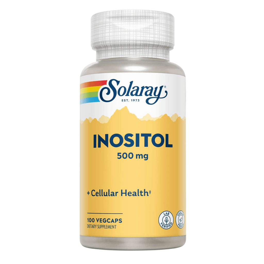 Inositol 100 x 500mg Capsules Front No BG