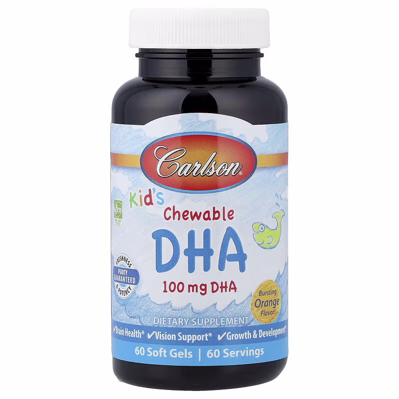 Omega-3, Kid’s Chewable DHA | 60 x 600mg Chewable Softgels | Carlson