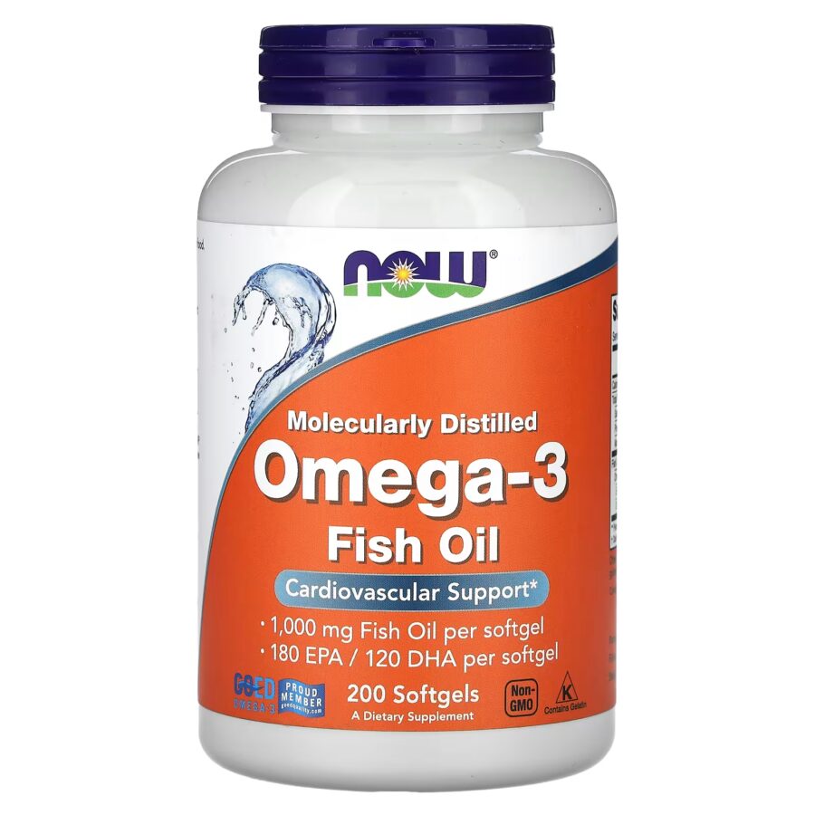 Omega-3 Fish Oil | 200 x 1000mg Softgels | Now Foods