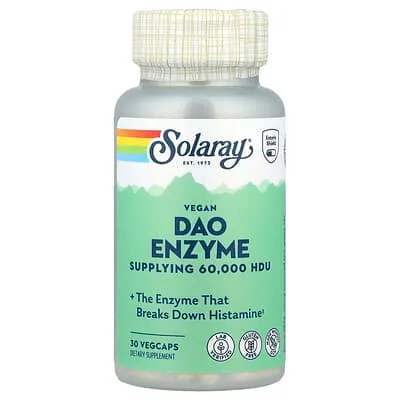 DAO Enzyme | 30 x 4.2mg (60,000 HDU) Capsules | Solaray