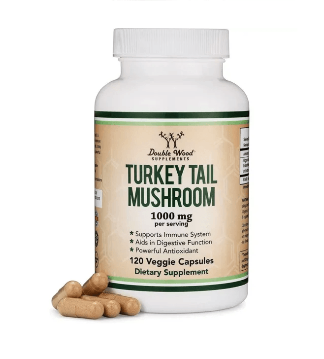 Turkey Tail Mushroom | 120 x 500mg Capsules | Double Wood Supplements