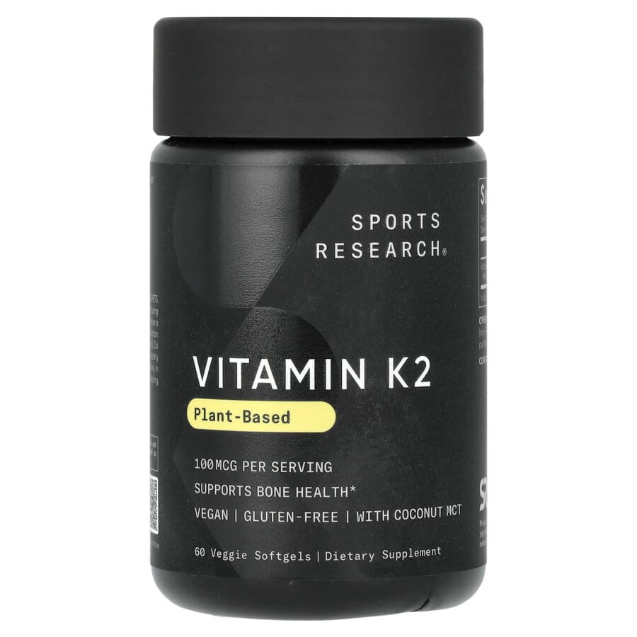 Vitamin K2 MK7 with Coconut MCT Oil | 60 x 100mcg Softgels | Sports Research